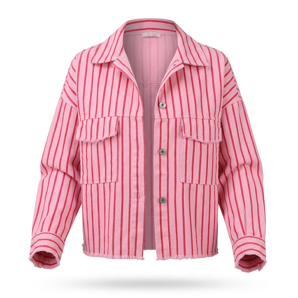 Veste coton CANDY rayée Rose & Rouge