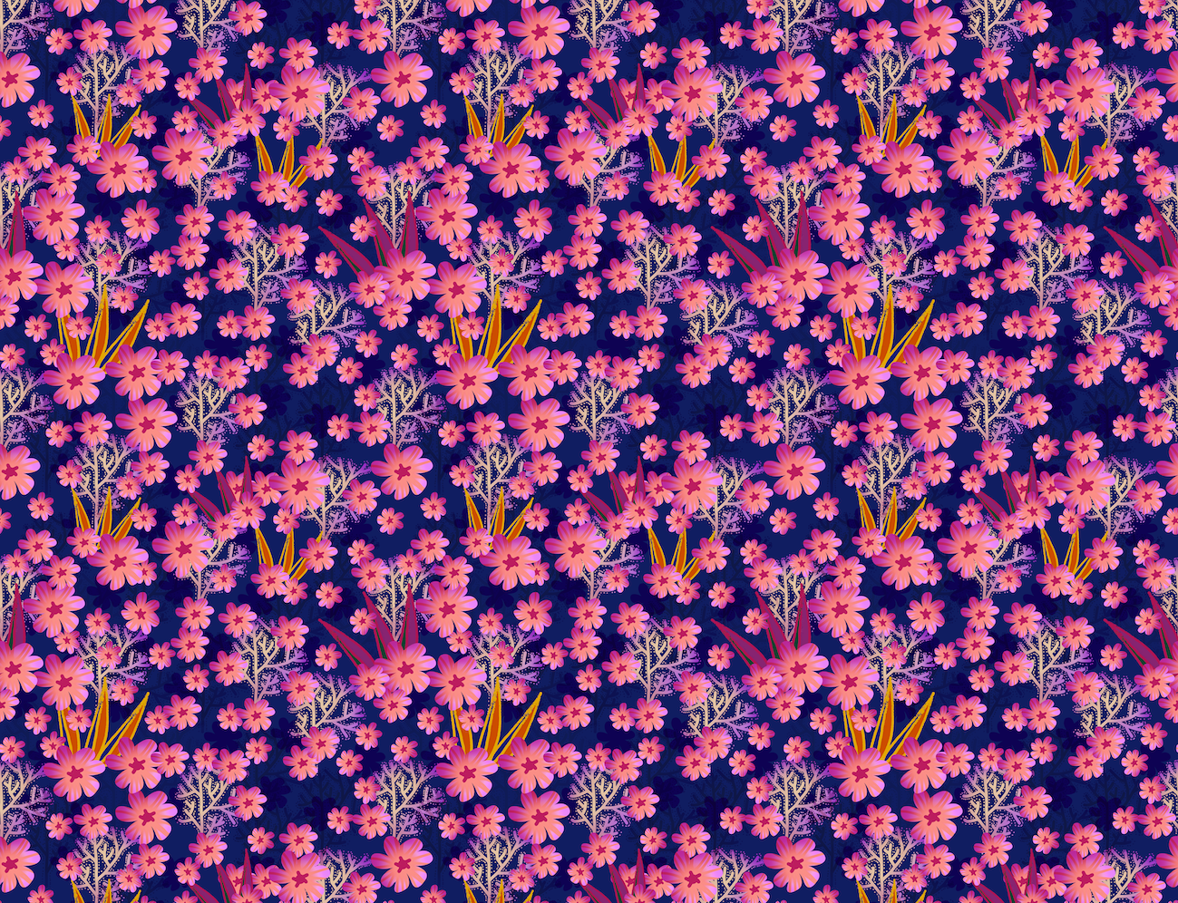 Précommande Panneau de tissu MIZAKI Fleurs bleues