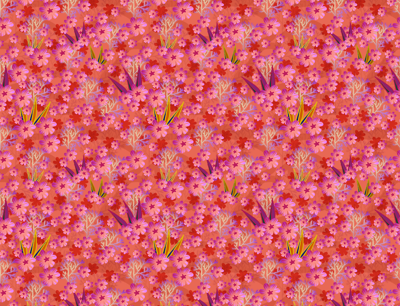 Précommande panneau de tissu MIZAKI Fleurs rouges