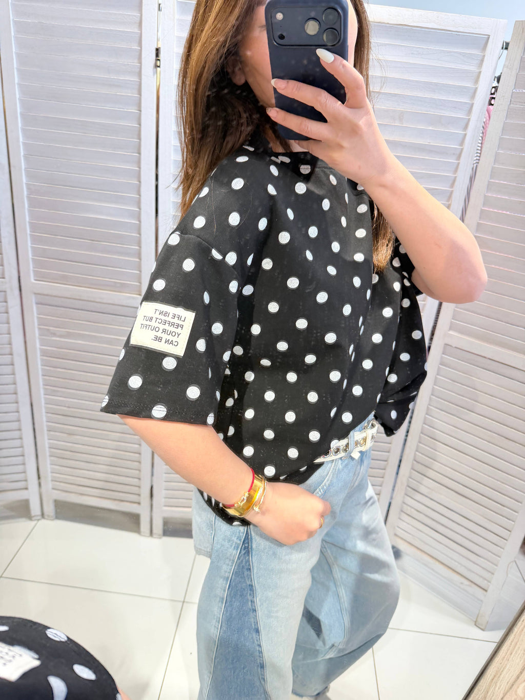 T-shirt à pois noir