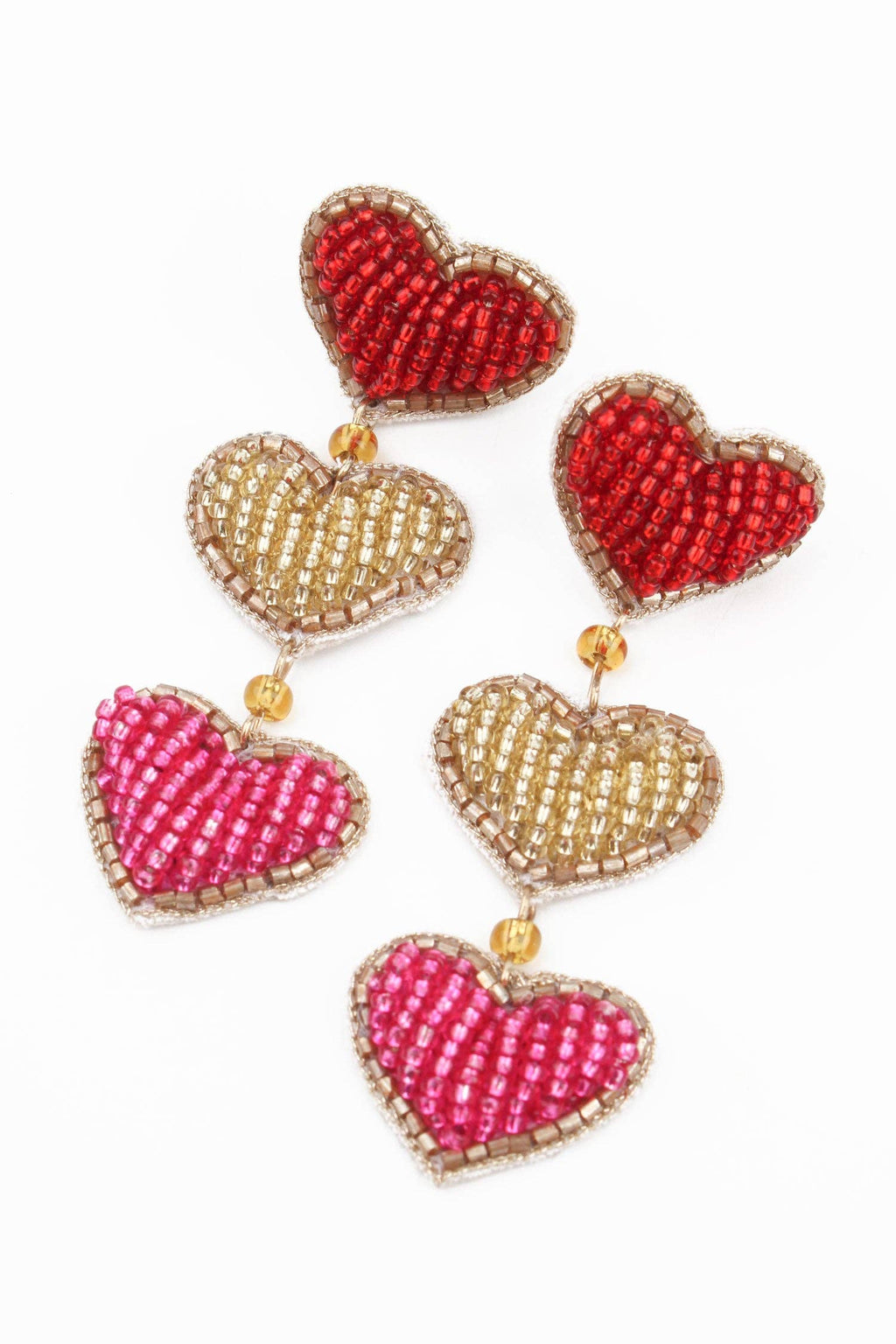 BOUCLES D'OREILLES MULTI CŒURS TRIPLE GOUTTE