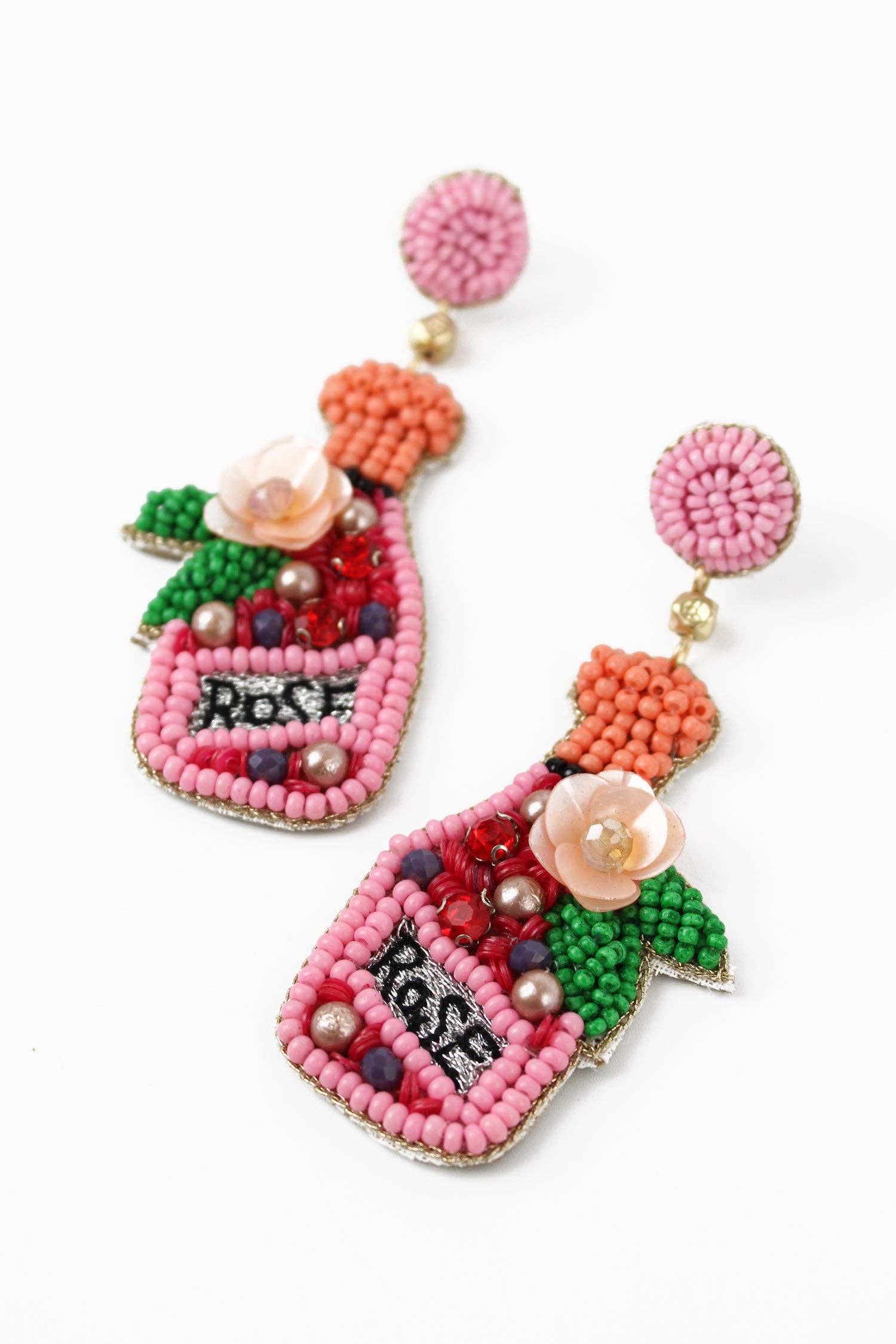 BOUCLES D'OREILLES BOUTEILLE ROSE