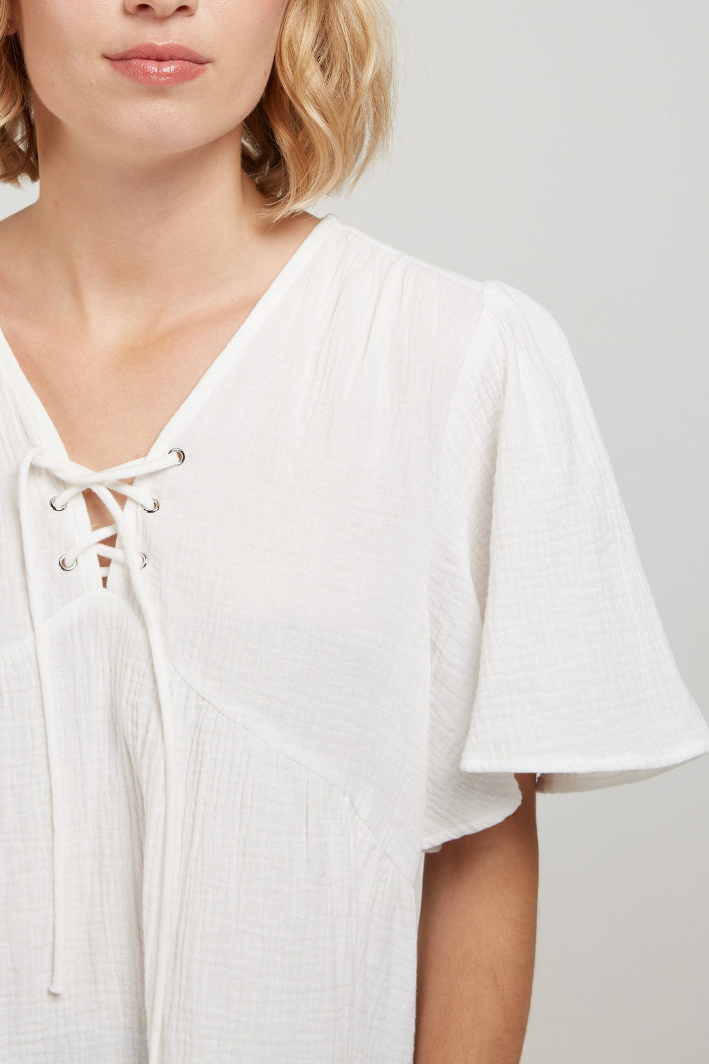 Top Gaze de Coton Col V LISON