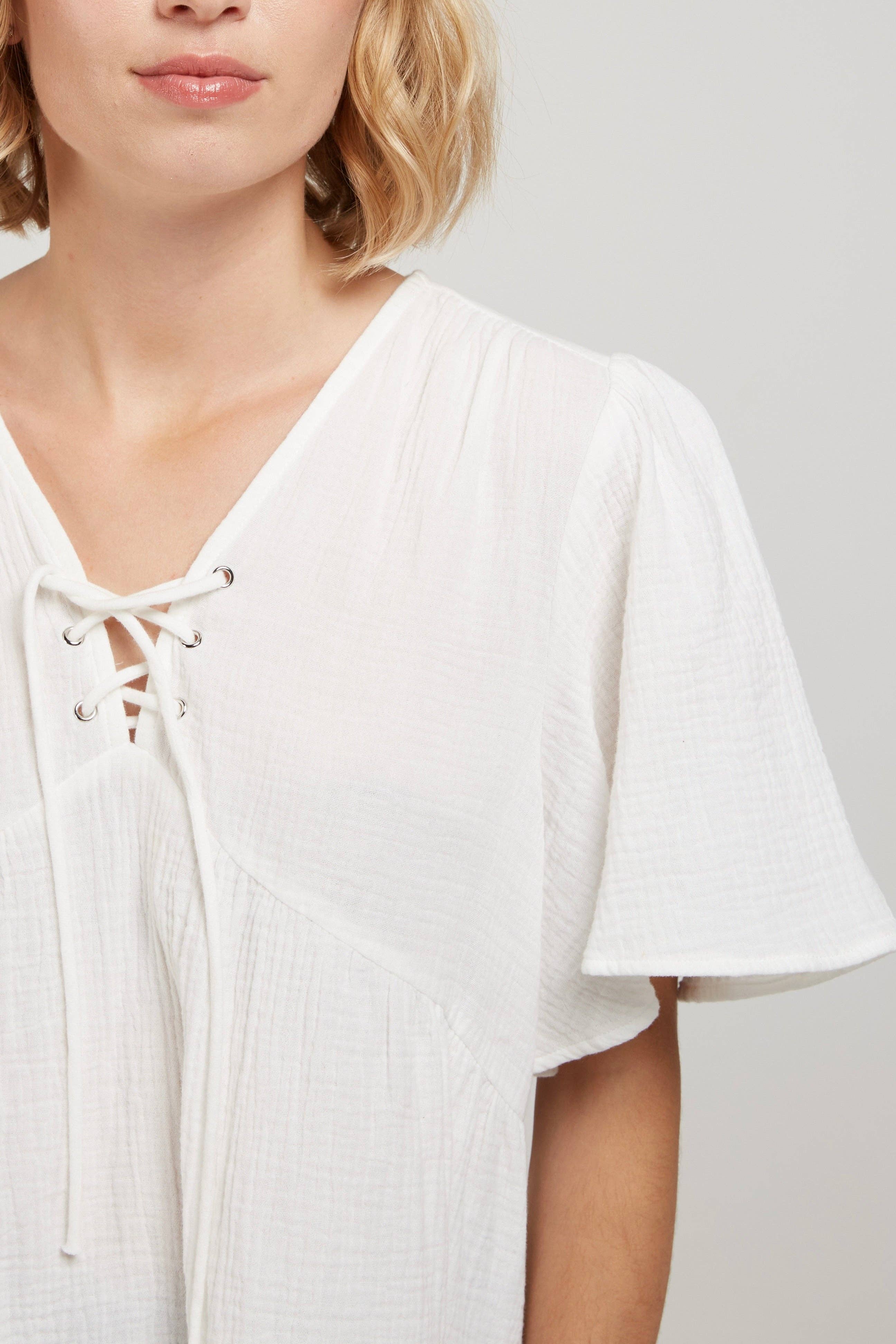 Top Gaze de Coton Col V LISON