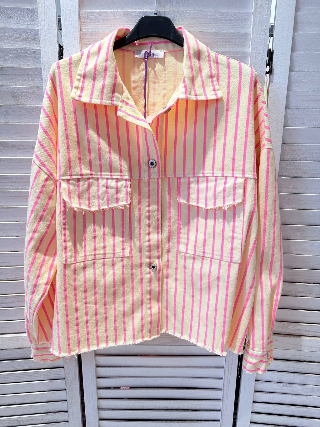 Veste coton CANDY rayée Jaune & Rose