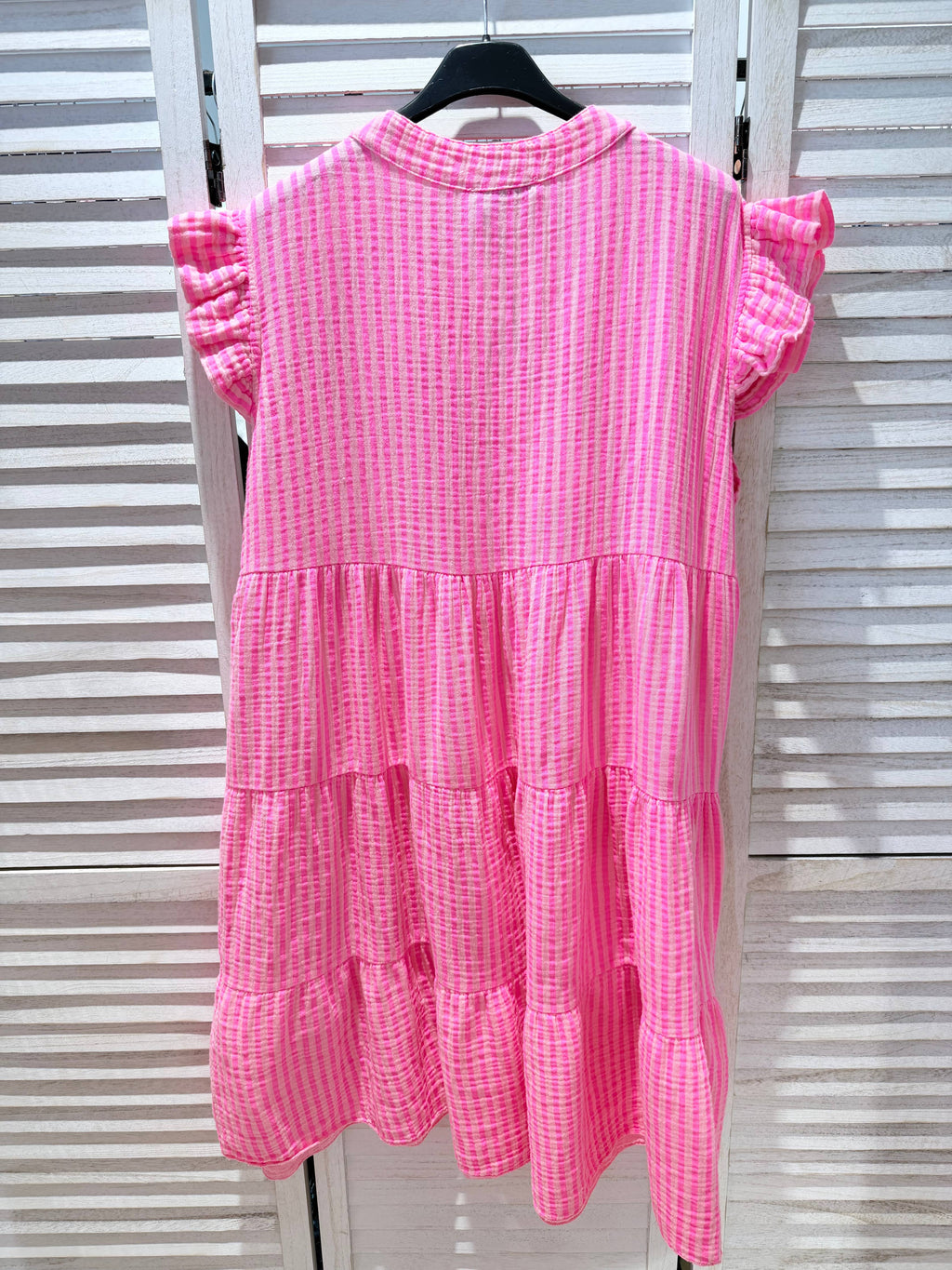 Robe gaze de coton rayé CORALY Rose