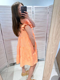 Robe gaze de coton rayé CORALY Orange & Blanc