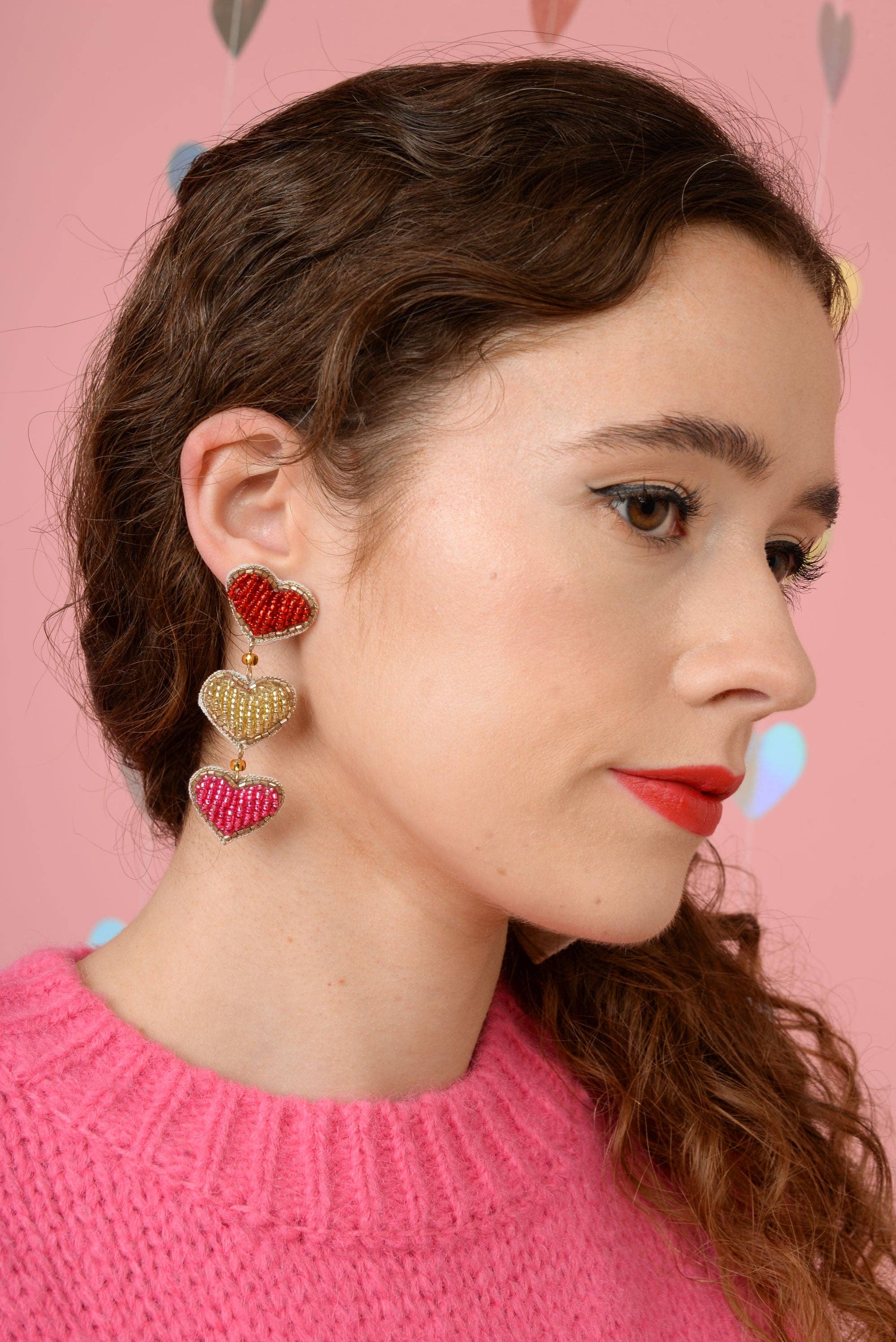 BOUCLES D'OREILLES MULTI CŒURS TRIPLE GOUTTE