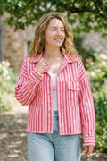 Veste coton CANDY rayée Rose & Rouge