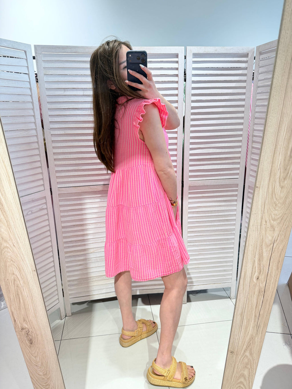 Robe gaze de coton rayé CORALY Rose