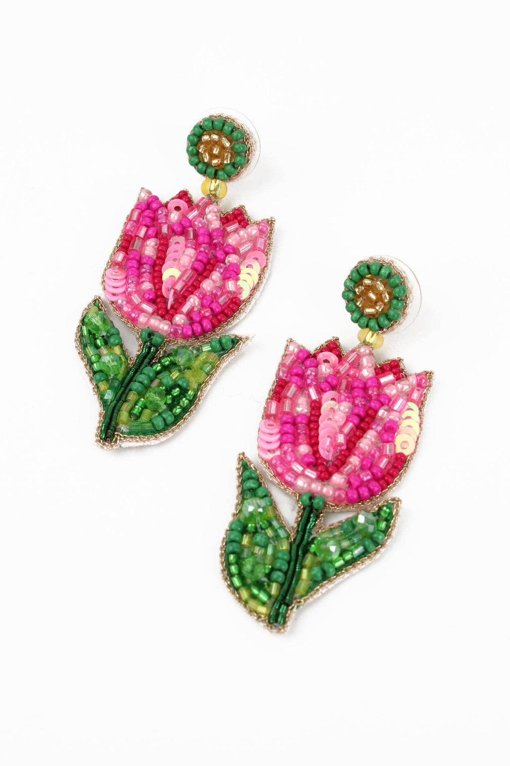 BOUCLES D'OREILLES TULIPE ROSE