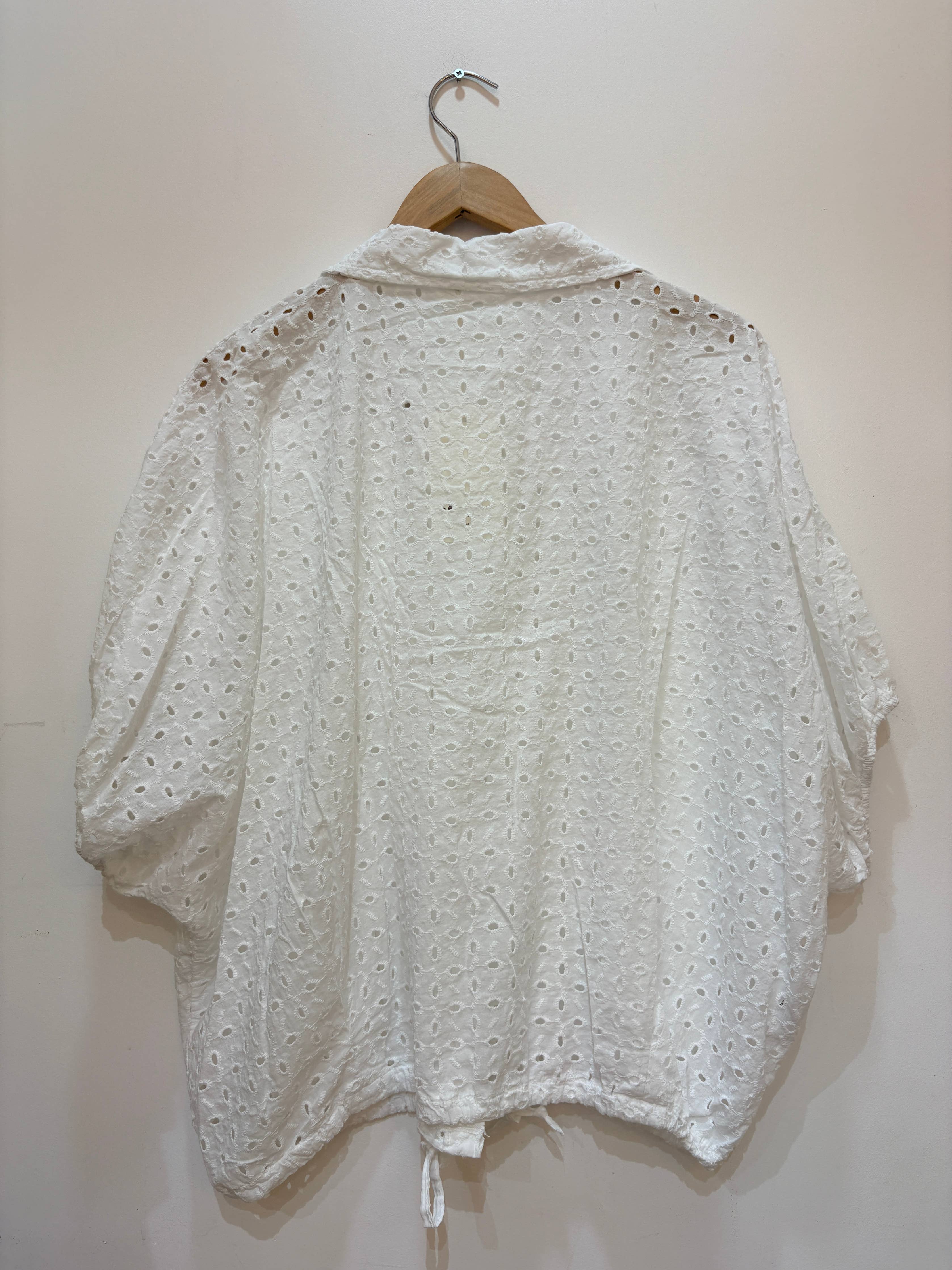 Chemise manches 3/4 coton ajouré JOYCE Blanc