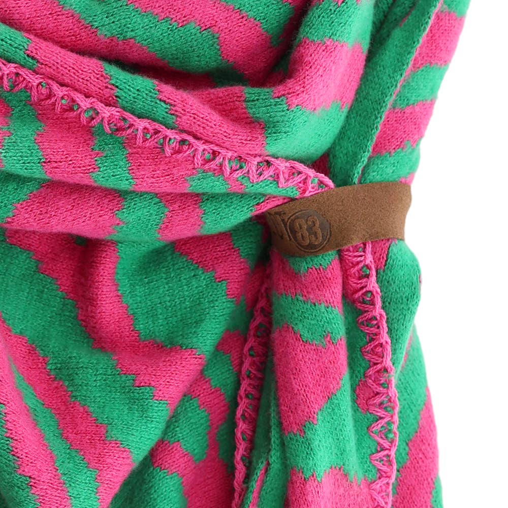 Écharpe triangulaire LIZE Vert & Fuchsia