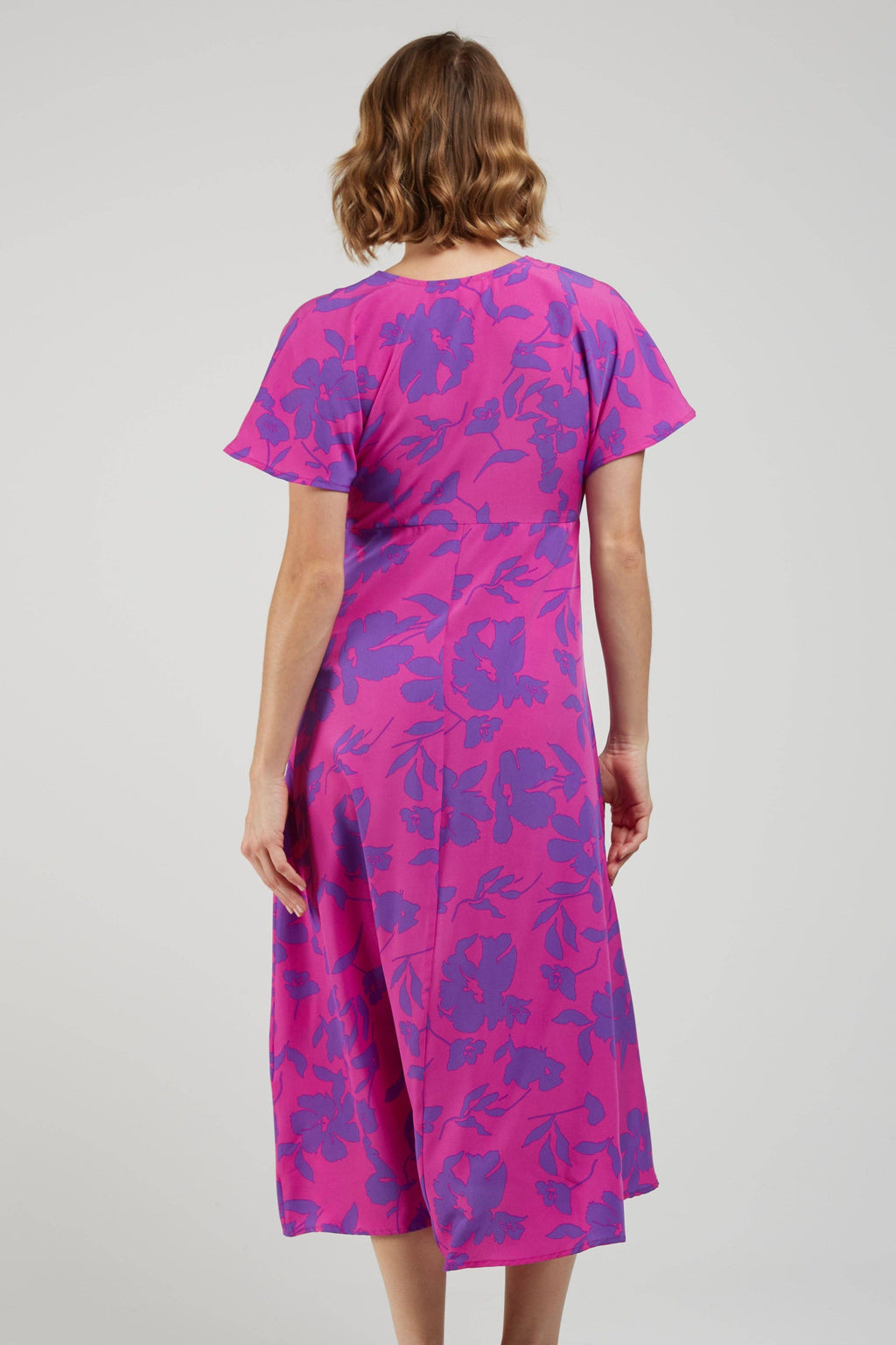 Robe Midi Fleurie DALI Fuchsia & Violet