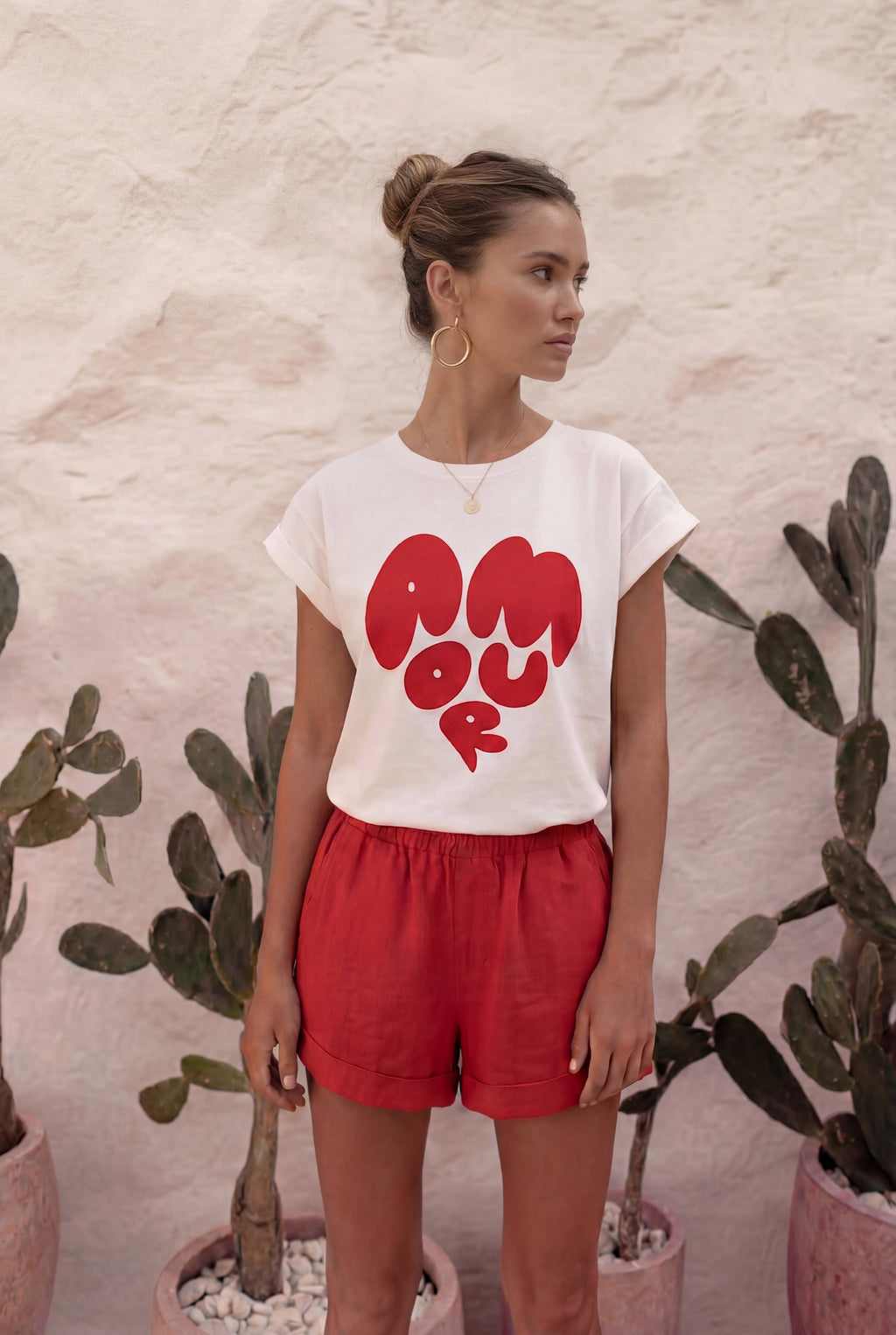 T-shirt Coton coeur AMORE Blanc