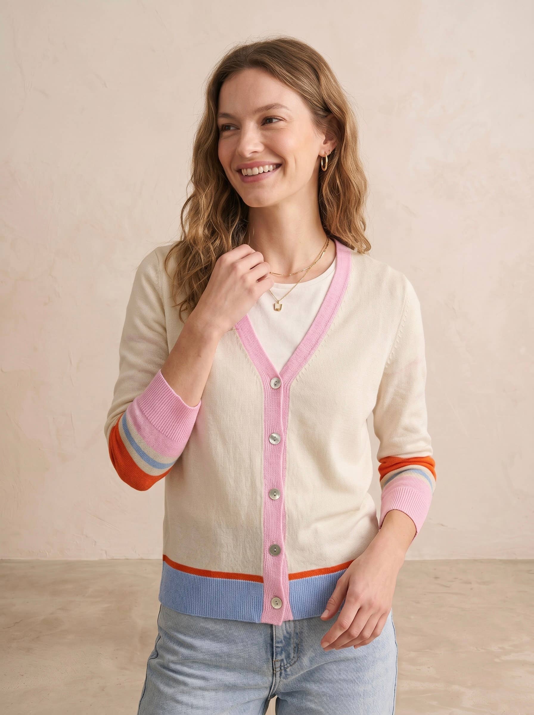 Gilet manches longues coton MAILLOT Beige