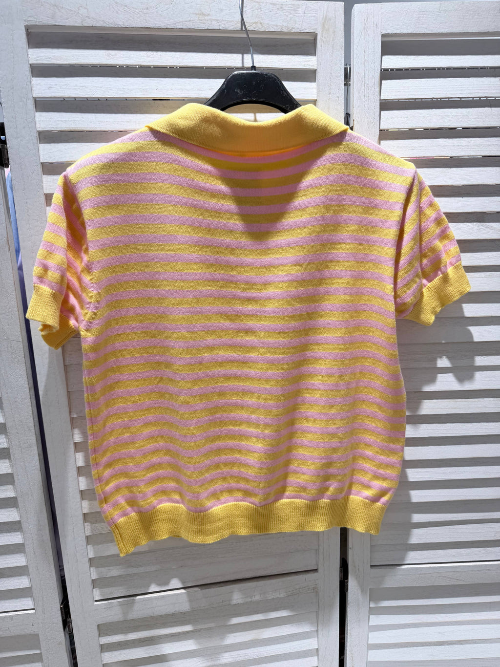 T-shirt rayé col POLO Jaune & Rose