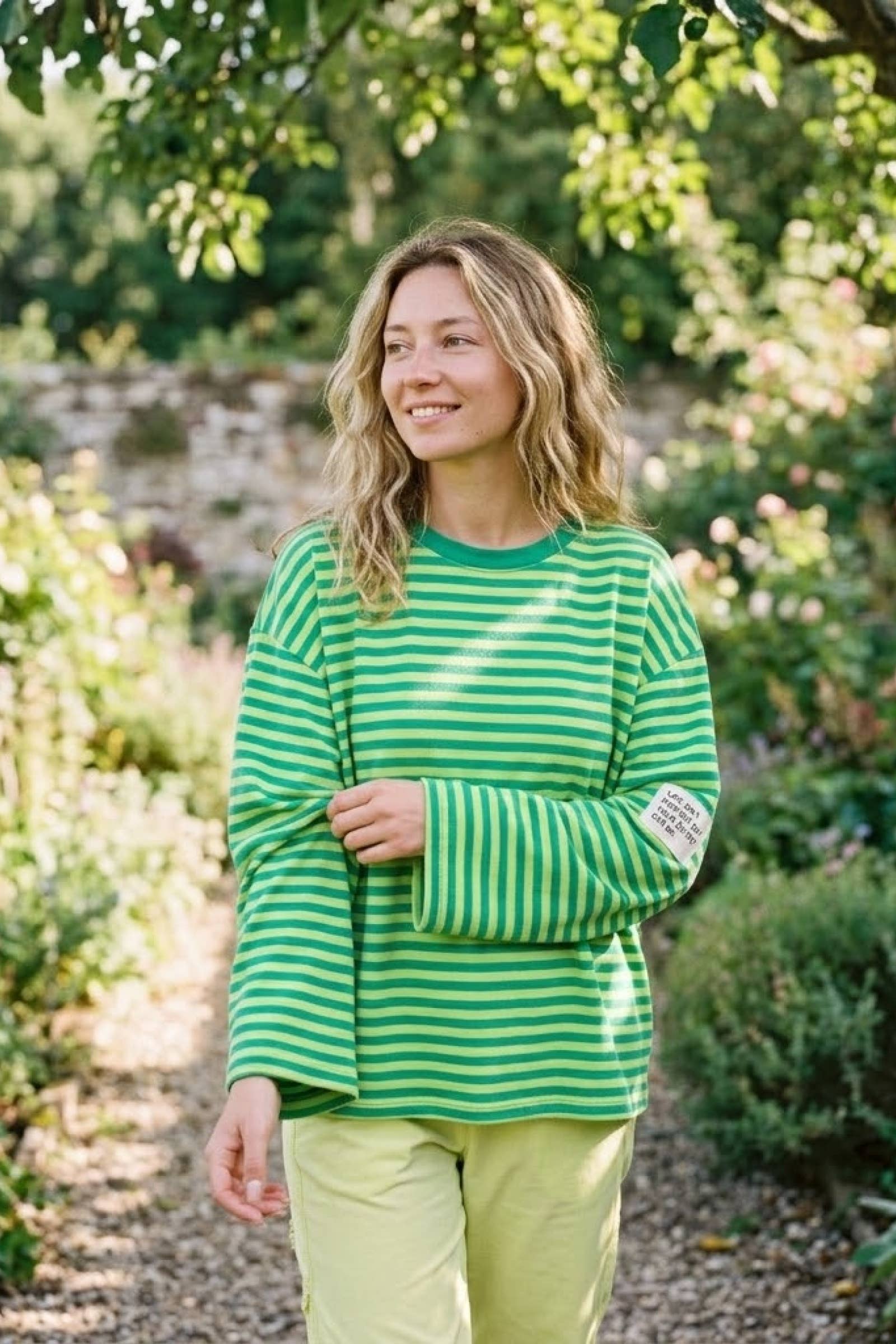 T-shirt rayé manches longues SUNSET Vert & Anis
