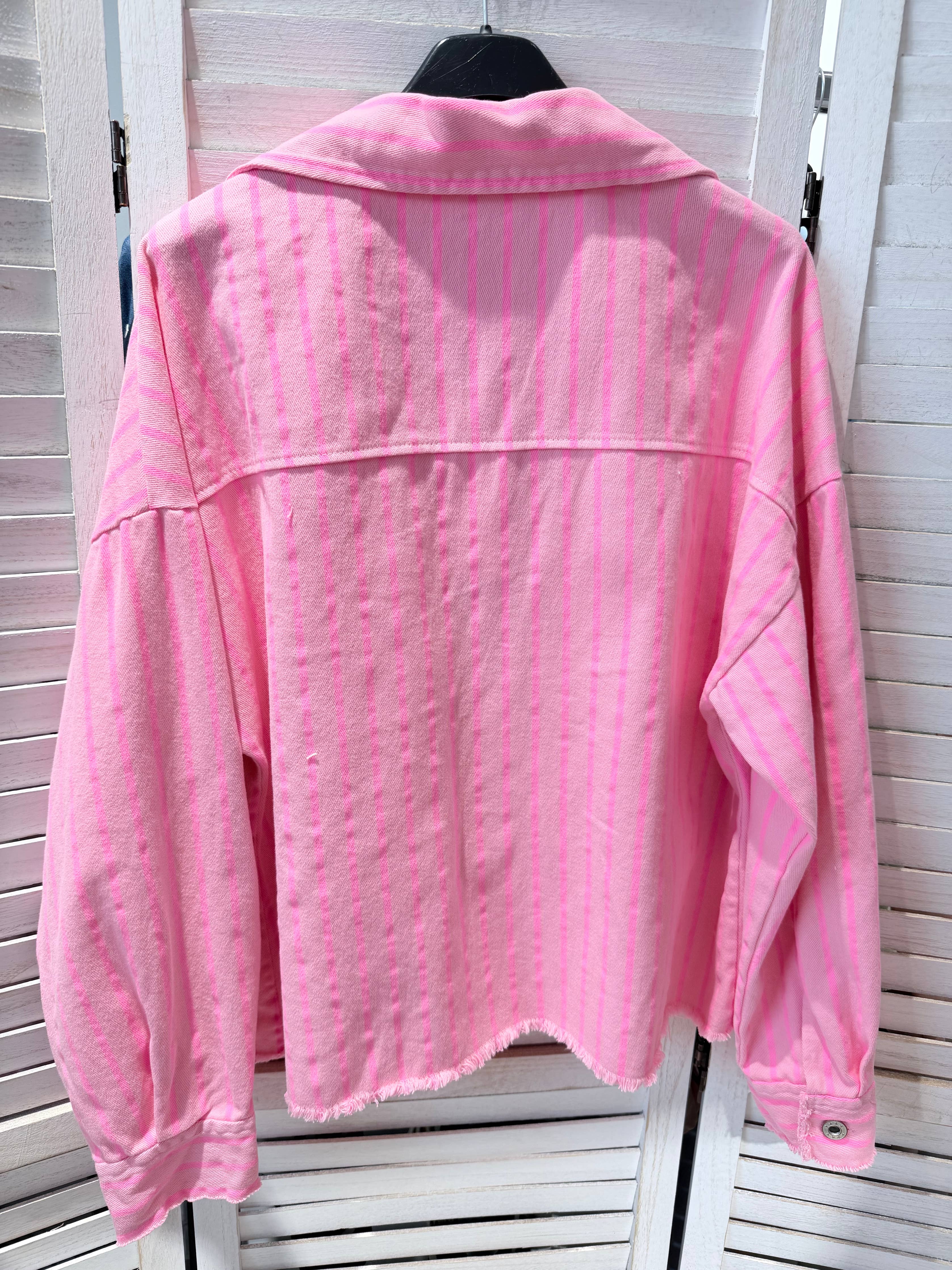 Veste coton CANDY rayée Rose & Rose Fluo