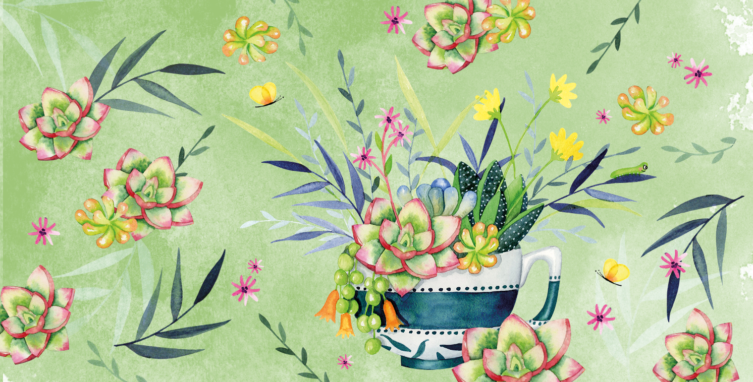 Lot de 2 coupons crêpe épais SOCKY SUCCULENTES