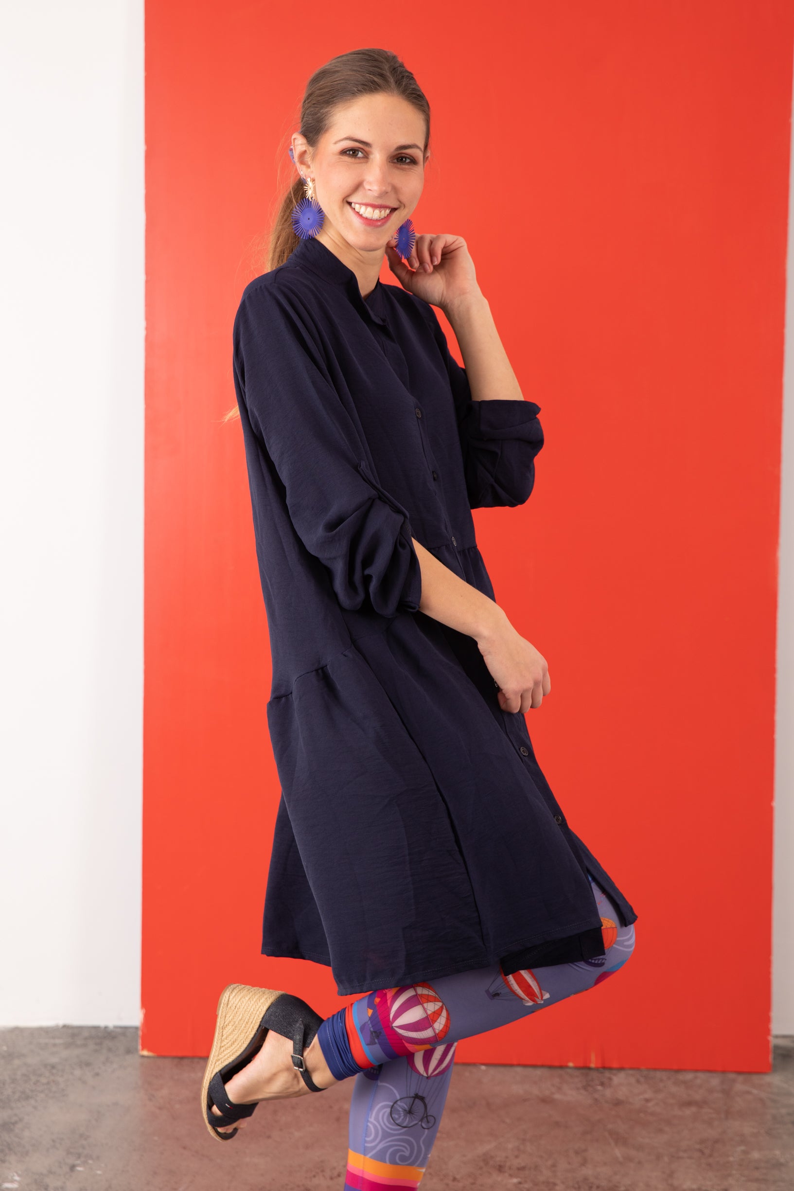 Robe chemise BOUTON MARINE